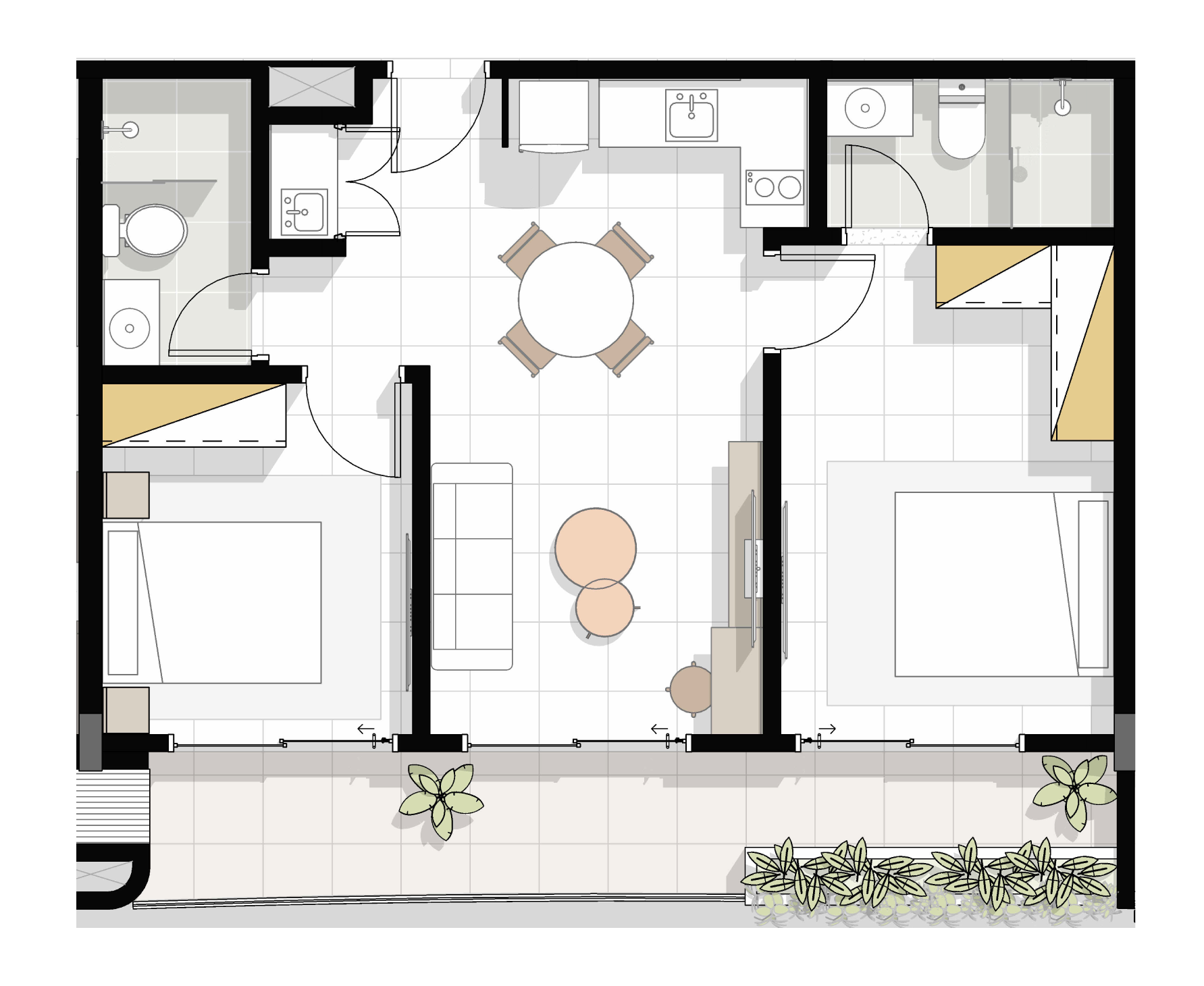 2 Bedrooms floor plan